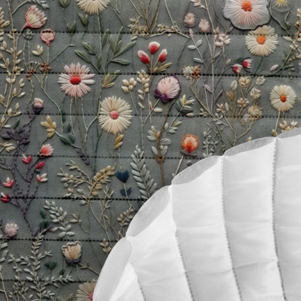 Dizajnerska podloga vezene divje rože tisk siva Antonia