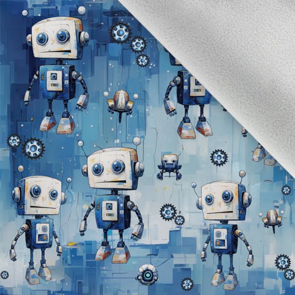 Panel za zimsko vrečo - nepremočljiv poliester 155x120 modri roboti