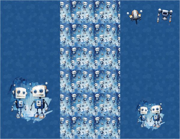 Panel s krojem 128 softshell hlače modri roboti