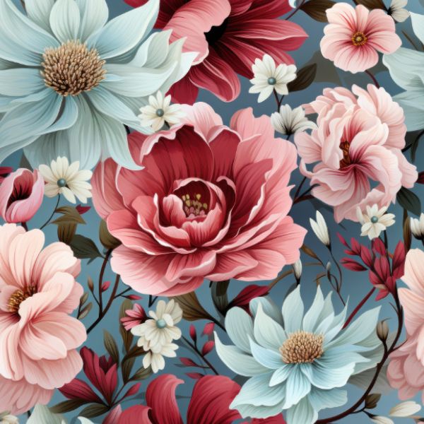 Poliestrski termo jersey kosmaten romantične rože Talli