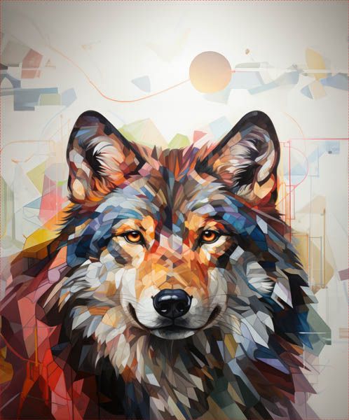 Prevešanka Takoy PANEL 75x75 cm geometrični volk