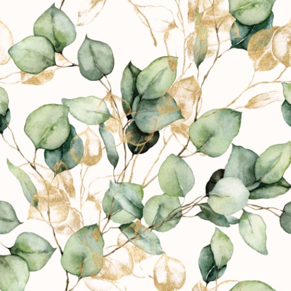 Dizajnersko eko usnje (skaj) z vzorcem - evkaliptus bela 700g