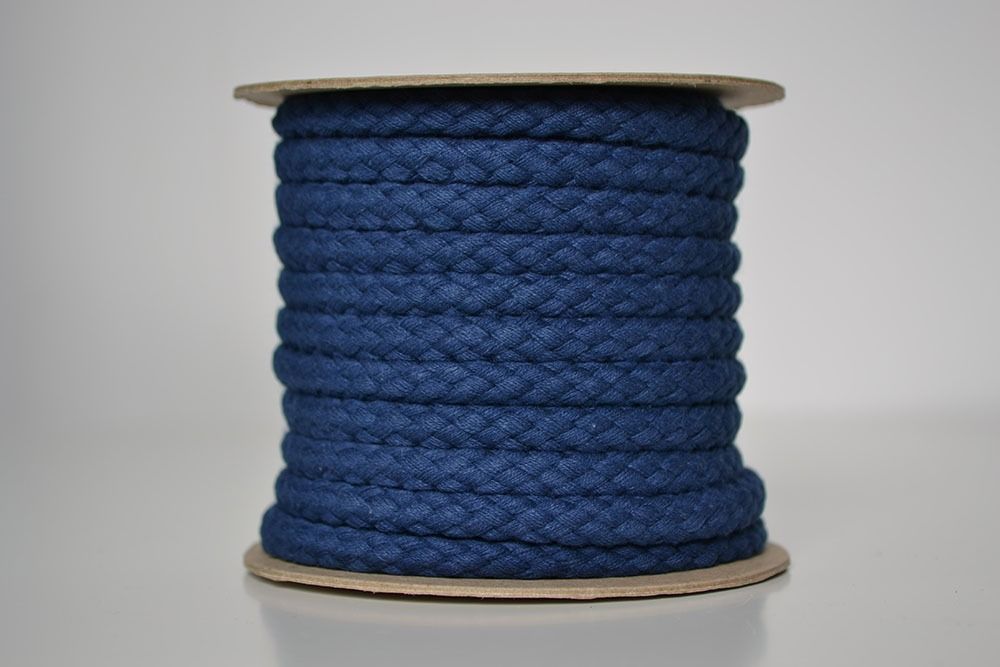 Pletena bombažna vrvica modra 1cm