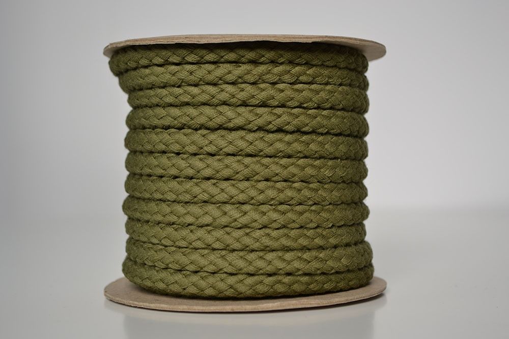 Pletena bombažna vrvica olivna 1cm
