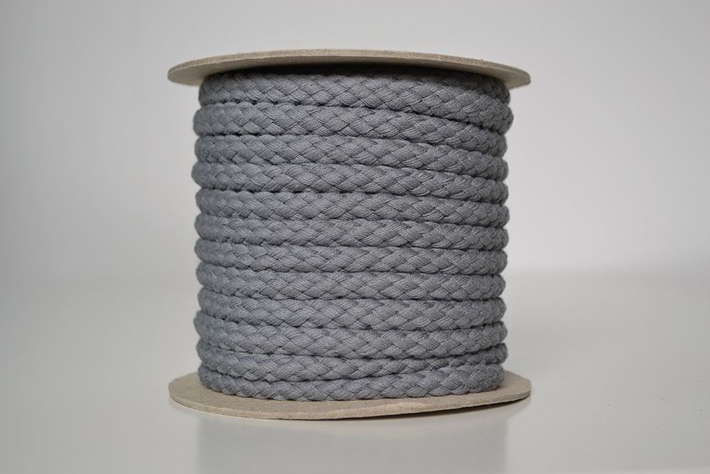 Pletena bombažna vrvica siva 1cm