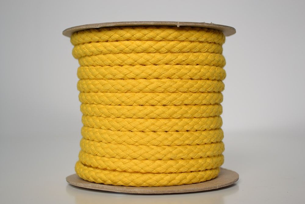 Pletena bombažna vrvica rumena 1cm