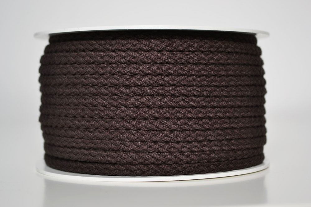 Pletena bombažna vrvica temno rjava 5mm