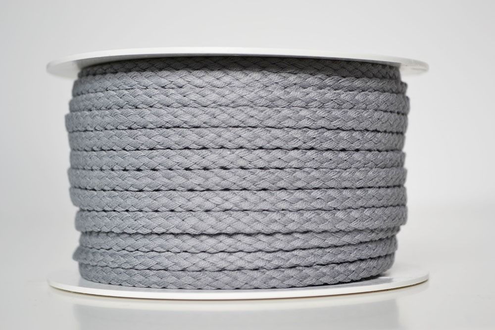 Pletena bombažna vrvica siva 5mm