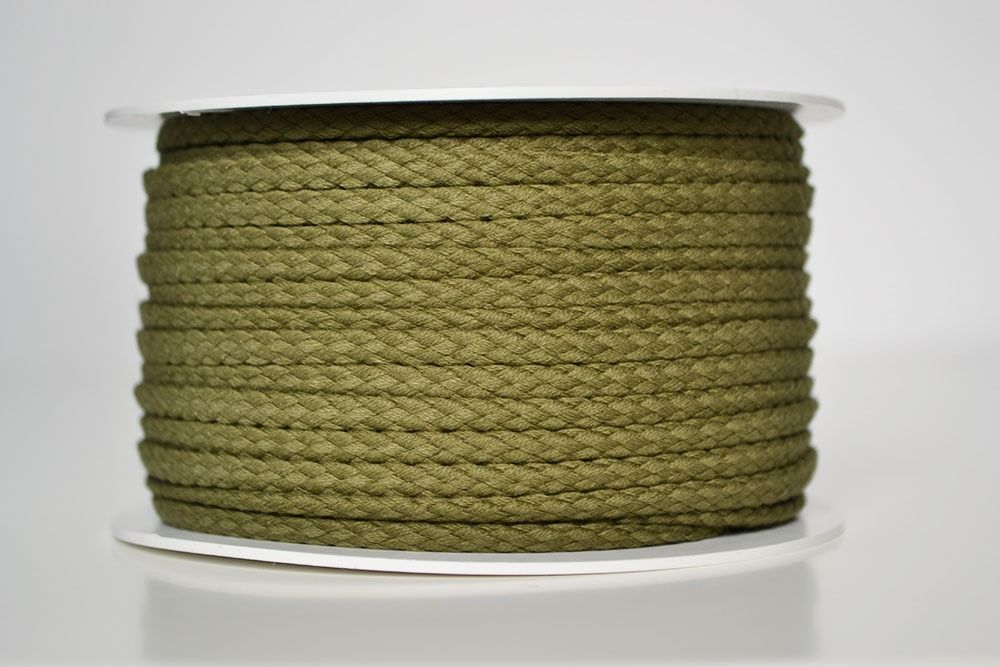 Pletena bombažna vrvica olivna 5mm