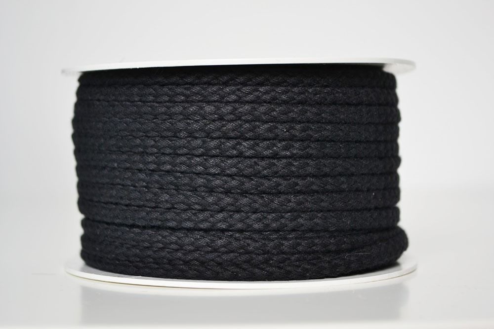 Pletena bombažna vrvica črna 5mm