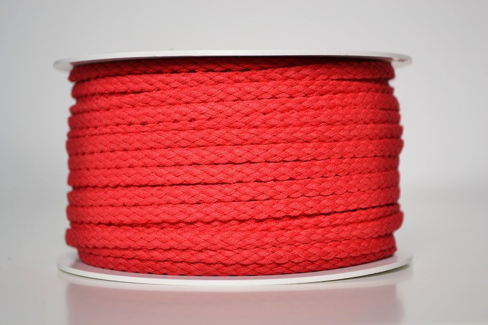Pletena bombažna vrvica rdeča 5mm