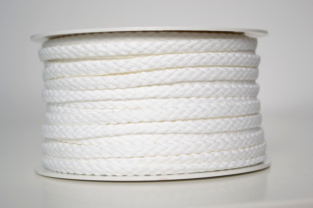Pletena bombažna vrvica bela 5mm