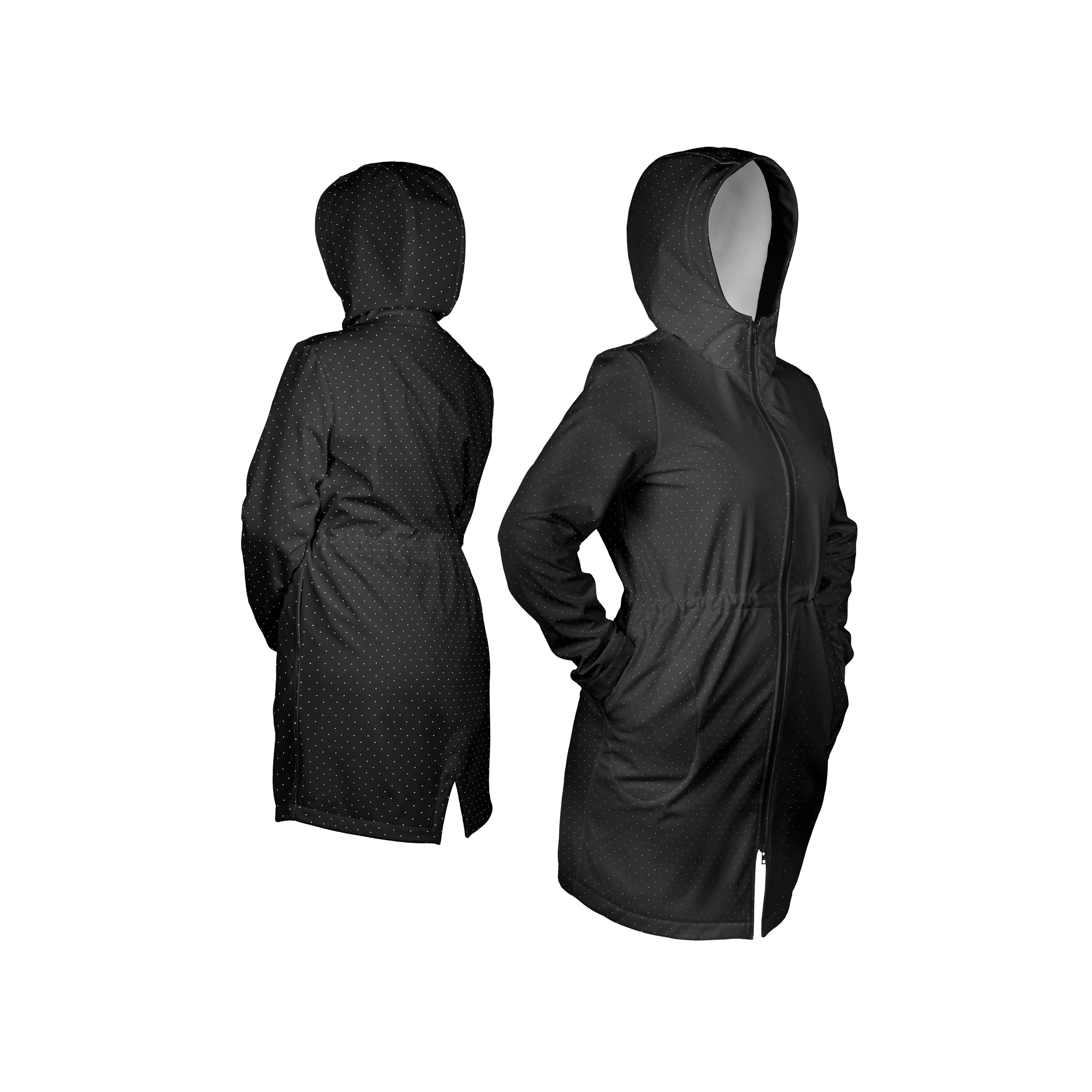 Panel s krojem 40 ženska softshell jakna bele pike 4 mm črna