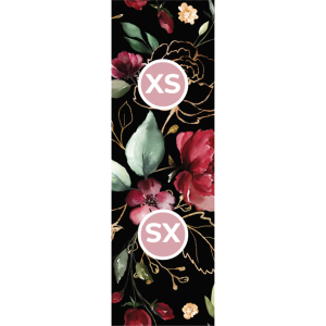 Etiketa za označevanje velikosti oblačil 10ks - zlate rože črna XS