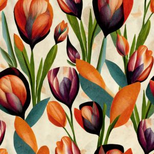 Bombaž premium Takoy pomladni tulipani