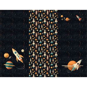 Panel za zimsko vrečo - nepremočljiv poliester 155x120 rakete vesolje