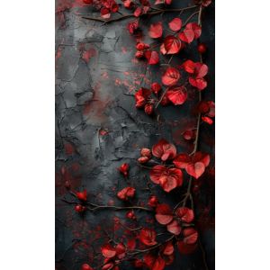 Panel za zavese, ozadje za fotografiranje 160x265 cm rdeče rože na črni steni