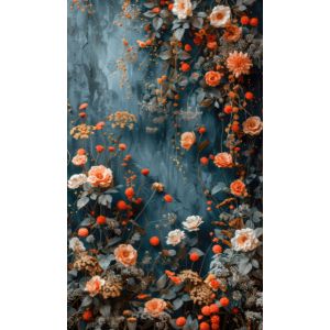 Panel za zavese, ozadje za fotografiranje 160x265 cm cvetlična stena petrolej