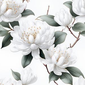 Bombaž premium NELA bele rože