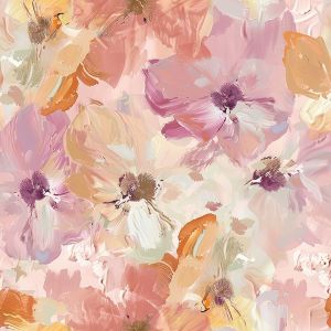 Umetna svila/silky elastična roza cvetovi Leyla MAXI vzorec