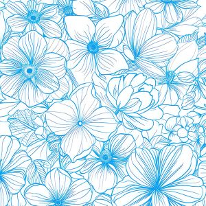 Bombaž premium Takoy modri cvetovi Emia