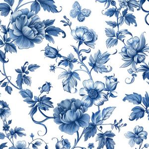Bombaž premium Takoy blue flowers