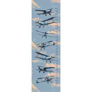 Panel otroški stenski meter / nepremočljiv poliester retro letala modra