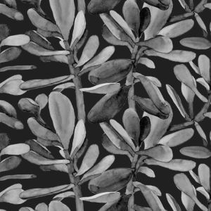 Plisiran gladek šifon/silky debel list naslikan črna