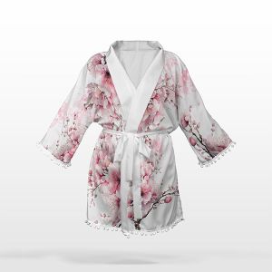 2. razred - Panel s krojem S šifon/silky kimono sakura rože