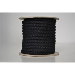 Pletena bombažna vrvica črna 1cm