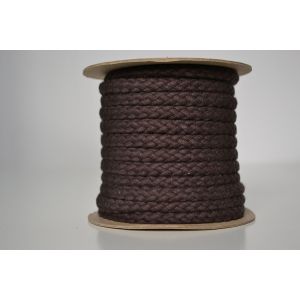 Pletena bombažna vrvica temno rjava 1cm