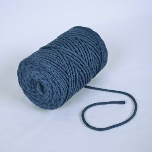 Pletena bombažna vrvica 6mm premium kovinsko modra