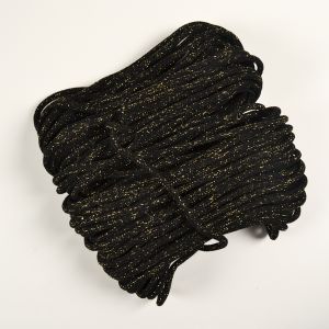 Pletena bombažna vrvica z lureksom 7mm premium črna