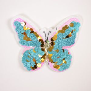 Preslikač z bleščicami metuljček modra