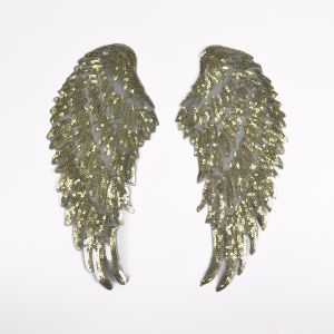 Aplikacija krila z bleščicami 27 cm zlata