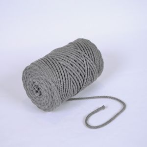Pletena bombažna vrvica 6mm premium siva melanž