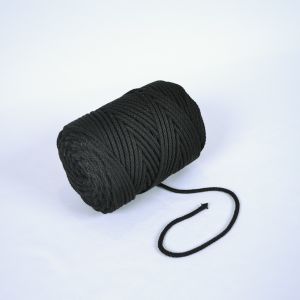 Pletena bombažna vrvica 6mm premium črna