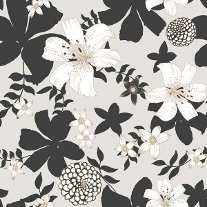 Dizajnersko eko usnje (skaj) z vzorcem - Amelia lilija siva700g